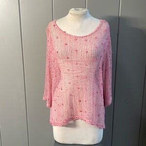 Pink Crochet Tunic Top Coquette Girl Ballet core Fairy Whimsical Vintage Women